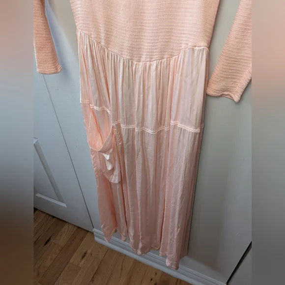 FREE PEOPLE Lucky Love Midi Dress Baby Pink No Size Tag (S Approx) Satin Finish - Picture 6 of 16